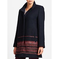 Gerry Weber Single Breasted Coat With Border Trim, Navy