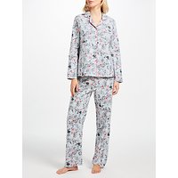 John Lewis Joyce Floral Print Pyjama Set, Grey/Pink