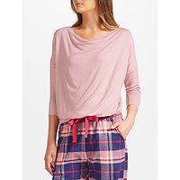 John Lewis Jersey Cowl Neck Pyjama Top, Pink
