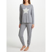 John Lewis Furry Star Pyjama Set, Grey/White