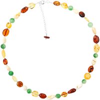 Goldmajor Sterling Silver Amber And Jade Beaded Necklace, Multi