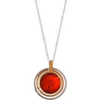 Goldmajor Sterling Silver Baltic Amber Circle Necklace, Cognac