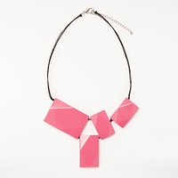One Button Rectangle Statement Necklace, Pink