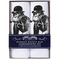 Chase And Wonder Manners Maketh Man Handkerchiefs, Pack Of 2, White