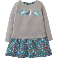Frugi Organic Girls' Aurora Swallow Dress, Grey/Multi