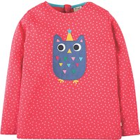 Frugi Organic Girls' Erin Appliqué Owl Top, Pink