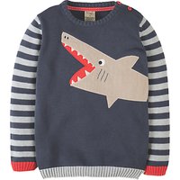 Frugi Boys' Elwood Shark Knit Jumper, Blue/Grey