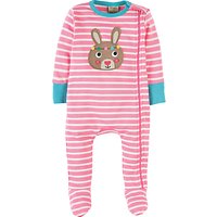 Frugi Organic Baby Bunny Zippy Babygrow Sleepsuit, Pink/White