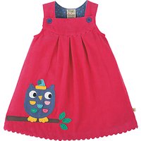 Frugi Organic Baby Lilly Corduroy Owl Dress, Pink