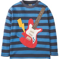 Frugi Organic Boys' Guitar Applique Long Sleeve T-Shirt, Blue
