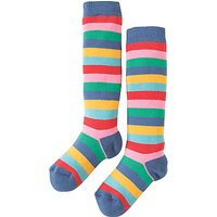 Frugi Organic Girls' Multi Stripe Socks, Red/Multi