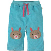 Frugi Organic Baby Corduroy Patch Bunny Trousers, Blue