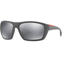 Prada Linea Rossa PS 06SS Rectangular Sunglasses, Grey/Mirror Grey