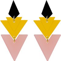 Toolally Tiered Drop Earrings, Pink Frost/Yellow