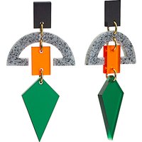 Toolally Half Moon Drop Earrings, Green/Orange