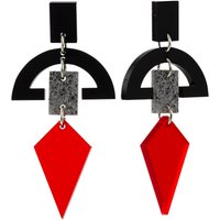 Toolally Half Moon Drop Earrings, Red/Black