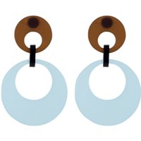 Toolally Swinging Circles Earrings, Blue/Brown