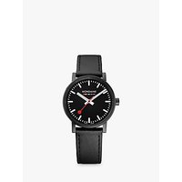 Mondaine MSE.35121.LB Unisex Evo 2 Leather Strap Watch, Black