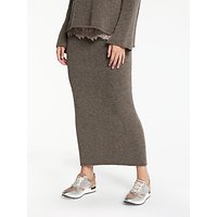 Modern Rarity Long Knitted Rib Skirt, Mink