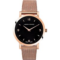 Larsson & Jennings LGN33-CM-H-Q-P-RGB-O Women's Lugano Bracelet Strap Watch, Rose Gold/Black