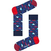 Happy Socks Brick Pattern Socks, One Size, Blue Melange