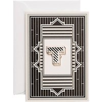 Chase And Wonder Letter T Enamelled Badge Greeting Card, Gold