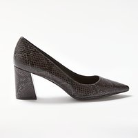 Modern Rarity Alise Angled Block Heeled Court Shoes, Black Snake