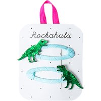 Rockahula Glitter T-Rex Dinosaur Hair Clip, Pack Of 2, Green/Blue