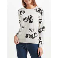 Collection WEEKEND By John Lewis Large Floral Intarsia Jumper, Grey/Black