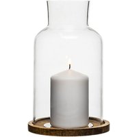 Sagaform Oak Base Glass Candle Lantern With Candle