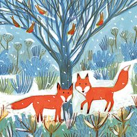 Museums And Galleries Festive Foxes Charity Christmas Cards, Pack Of 8