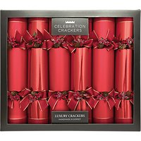 Celebration Crackers Luxury Handmade Classic Christmas Crackers, Pack Of 6, Crimson