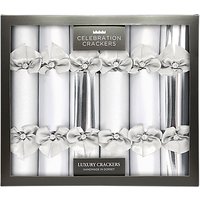 Celebration Crackers Luxury Handmade Diamante Christmas Crackers, Pack Of 6, Silver
