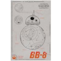 Star Wars: The Force Awakens Bb-8 Tech Drawing Grey Canvas (W)600mm (H)900mm