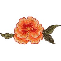 La Stephanoise Medium Flower Iron On Patch, Orange