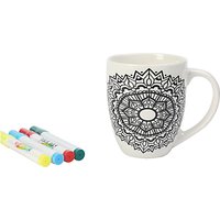 Dexam Just Add Colour Mandala Mania Large Mug, White/Black, 530ml