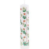 Alison Gardiner Holly And Ivy Pillar Candle, White/Red