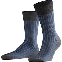 Falke Shadow Stripe Patterned Short City Socks, Grey/Blue