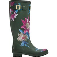 Joules Tall Floral Print Wellington Boots, Olive