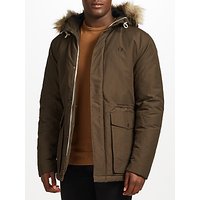 Fred Perry Quilted Faux Fur Trim Parka, Dark Grey
