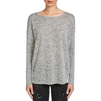 Oui Knitted Split Back Top, Grey/White
