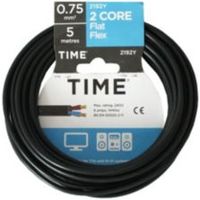 Time 2 Core Flat Flexible Cable 0.75mm² 2192Y Black 5m