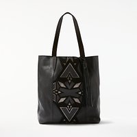 AND/OR Shadi North / South Leather Applique Tote Bag, Black