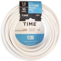 Time 5 Core Round Flexible Cable 1.0mm² 3185Y White 10m