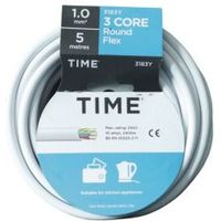 Time 3 Core Round Flexible Cable 1.0mm² 3183Y White 5m