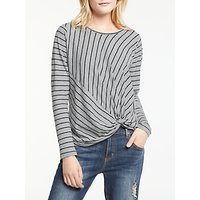 AND/OR Stripe Long Sleeve Knot Top, Grey/Black