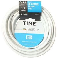 Time 4 Core Round Flexible Cable 0.75mm² 3184Y White 10m