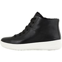 FitFlop F-Sporty High Top Boot Trainers, Black Leather