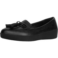 FitFlop Tassel Bow Wedge Heeled Loafers, Black