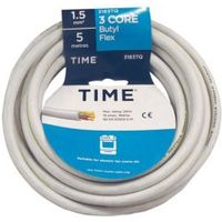 Time 3 Core Butyl Heat Resistant Flexible Cable 1.5mm² 3183Tq White 5m